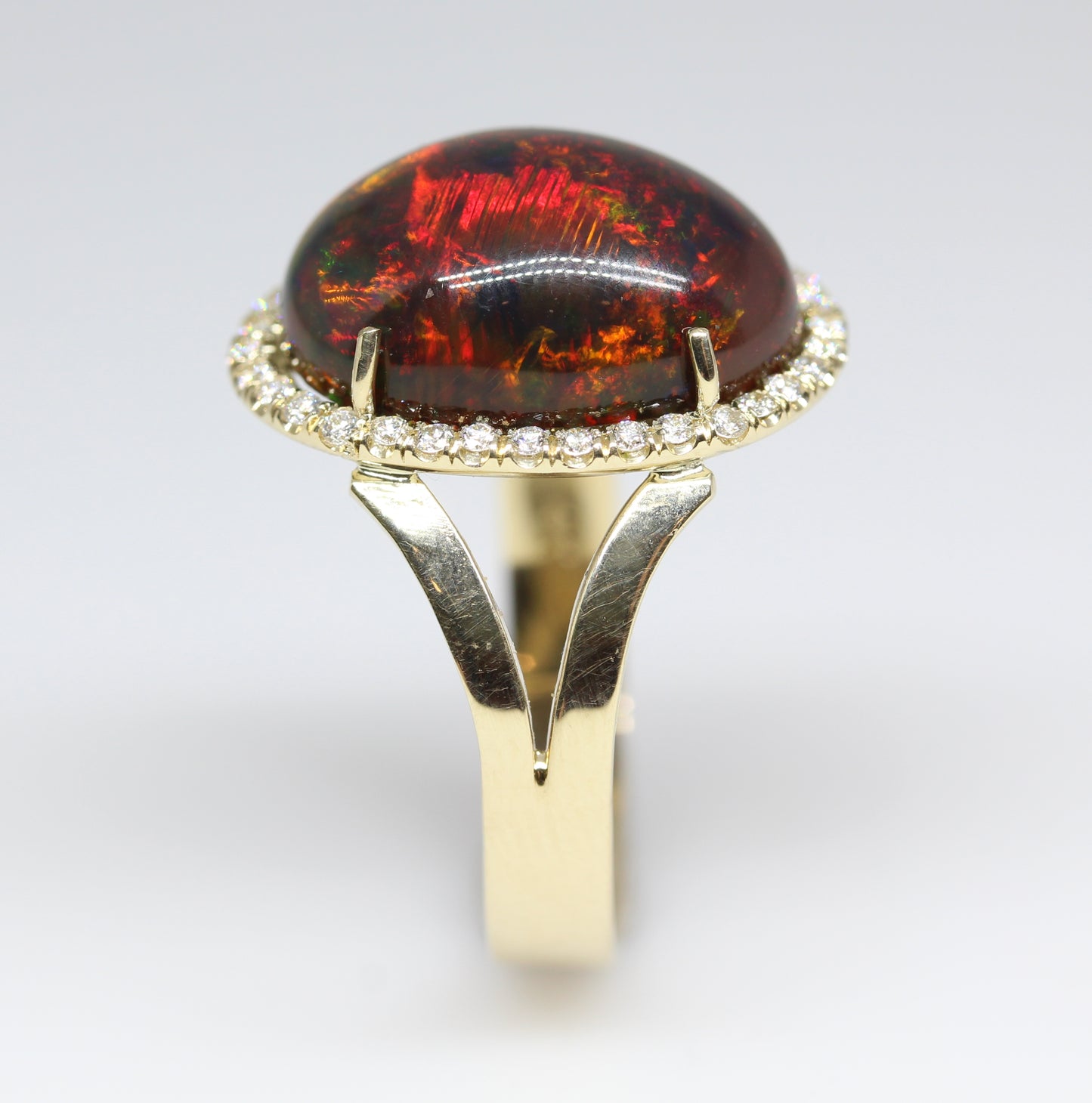 Black Opal Ring 14k Gold #316