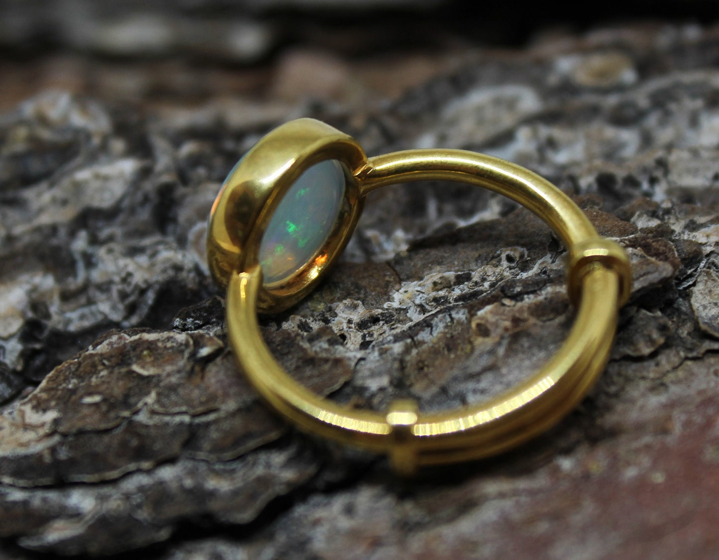 Natural Opal Ring - 24k Gold Plated - Adjustable Size  - Joy#189