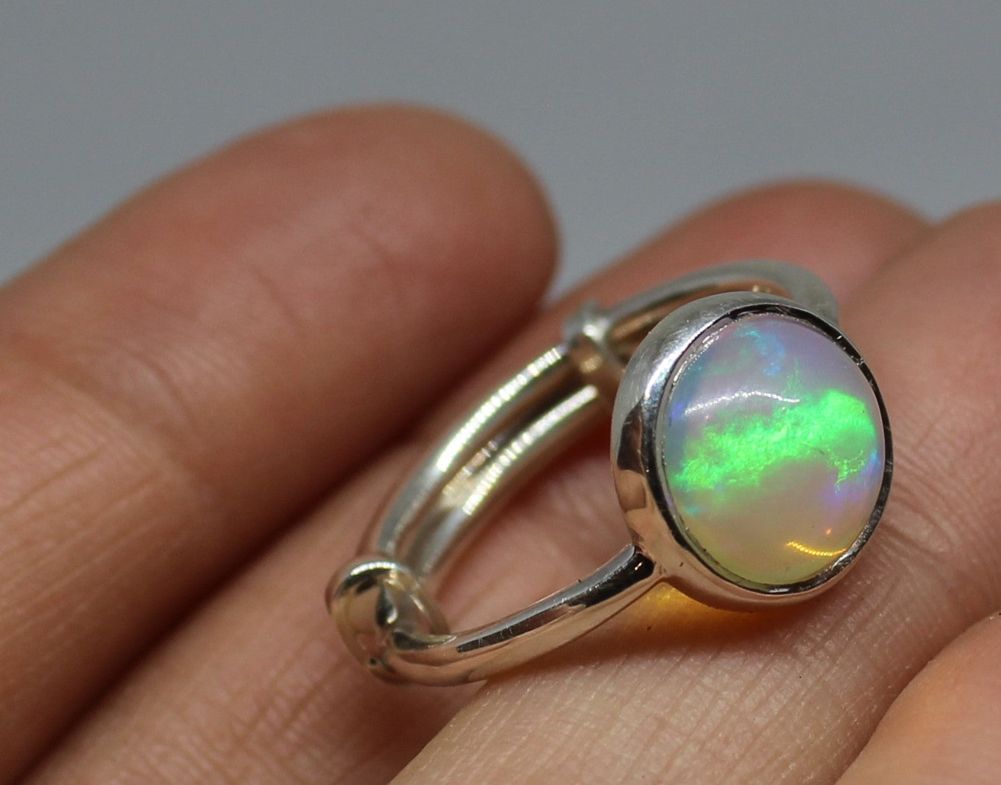 Natural Opal Ring - Sterling Silver - Adjustable Size  - Joy#188