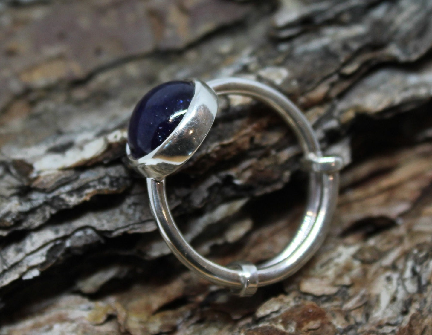 Blue Sapphire Ring - Sterling Silver - Adjustable Size  - Joy#187