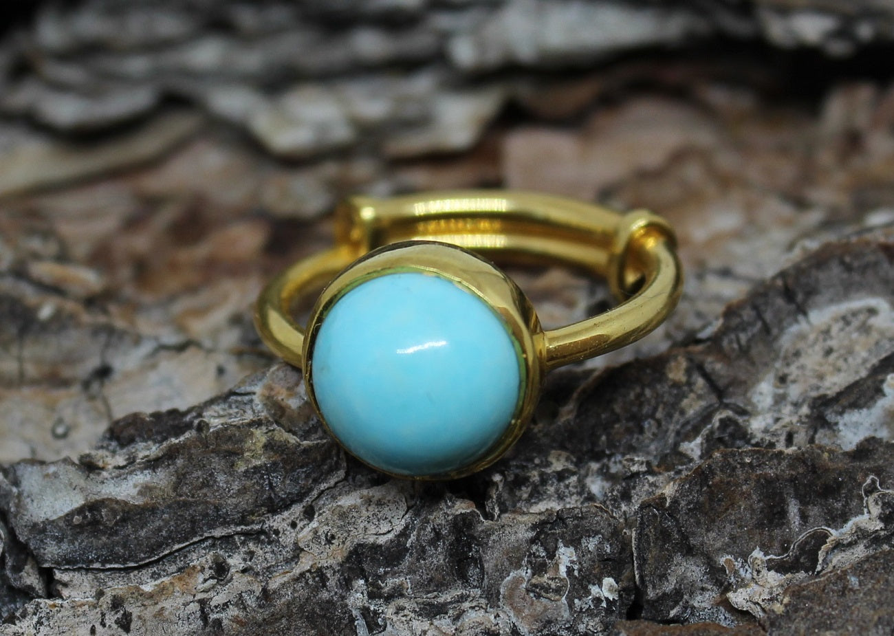 Turquoise Ring - 24k Gold Plated - Adjustable Size  - Joy#185