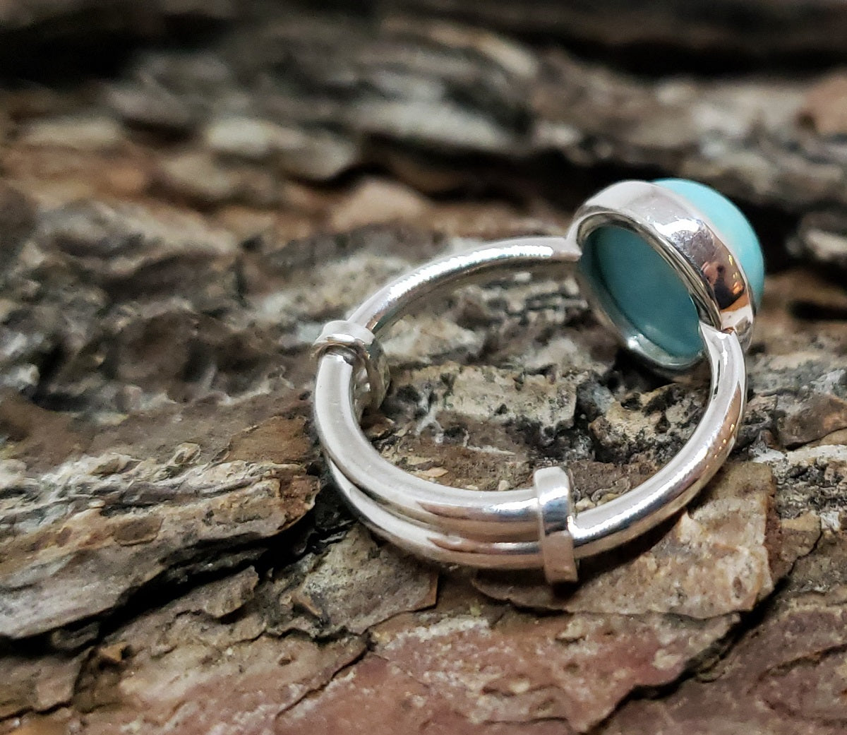 Turquoise Ring - Sterling Silver - Adjustable Size  - Joy#181