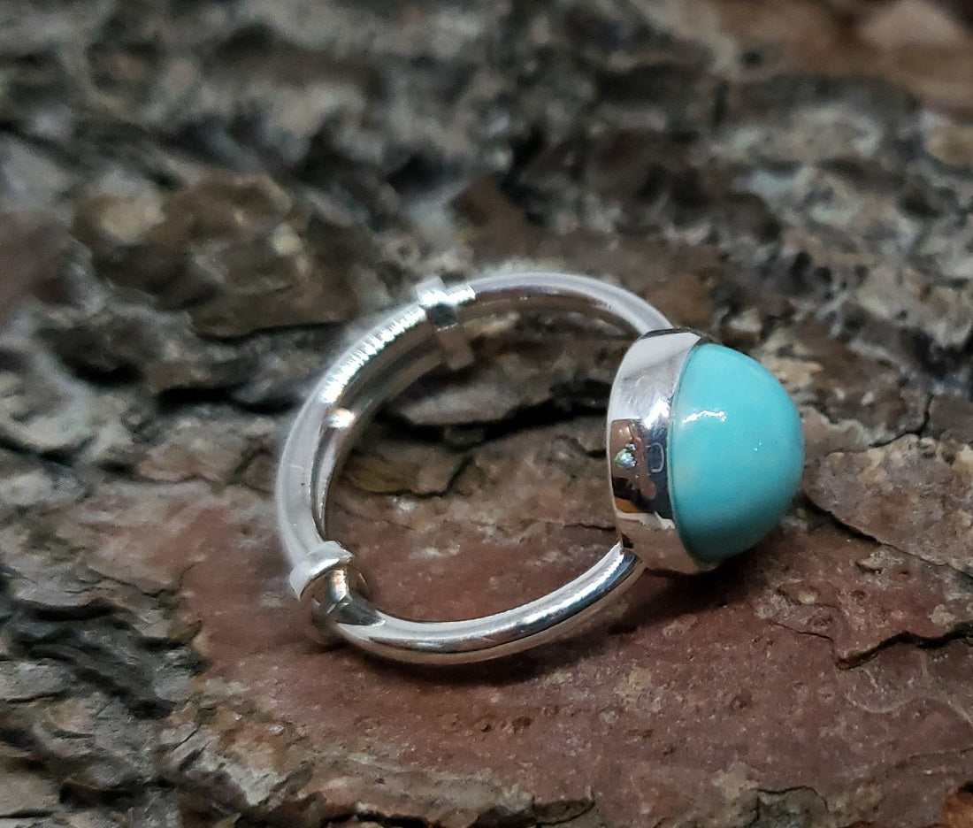 Turquoise Ring - Sterling Silver - Adjustable Size  - Joy#181