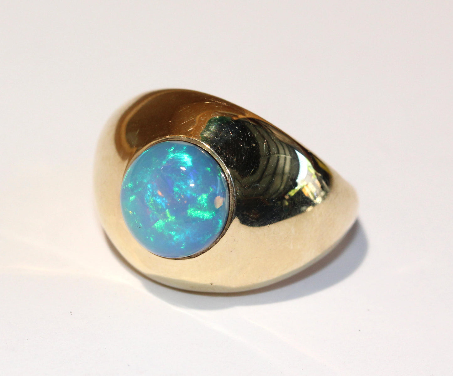 Blue Opal Ring 14 Karat Gold #1477