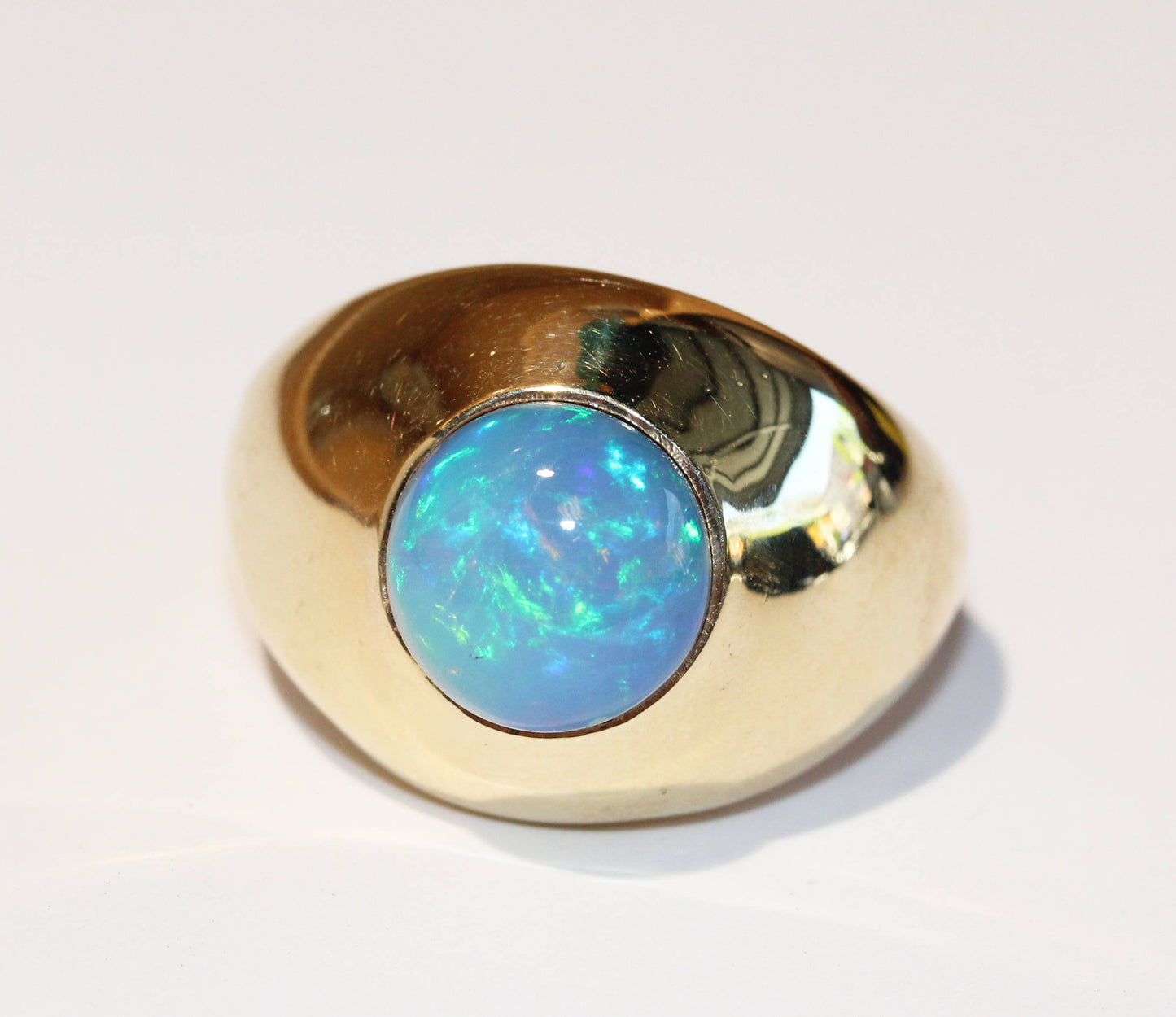 Blue Opal Ring 14 Karat Gold #1477