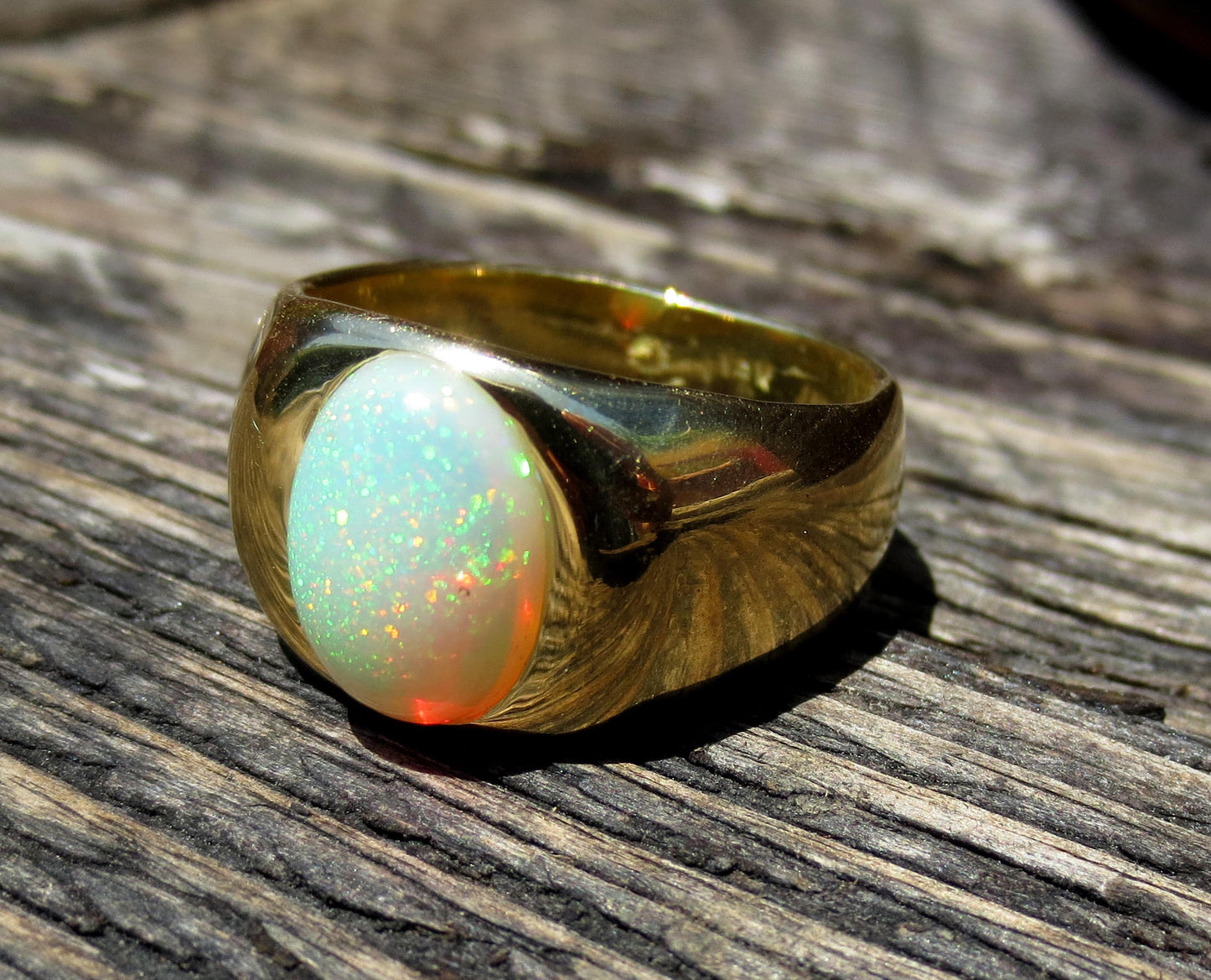 Mens Opal Ring 18k Gold  #1476
