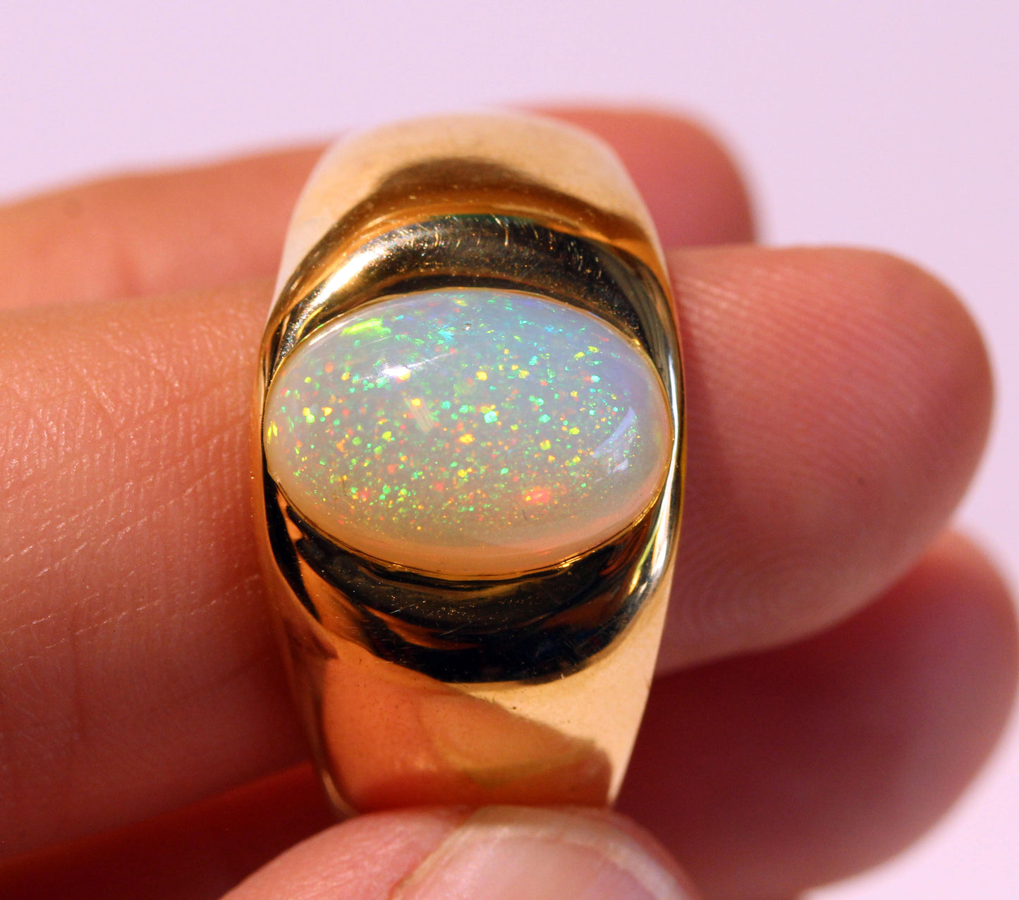 Mens Opal Ring 18k Gold  #1476