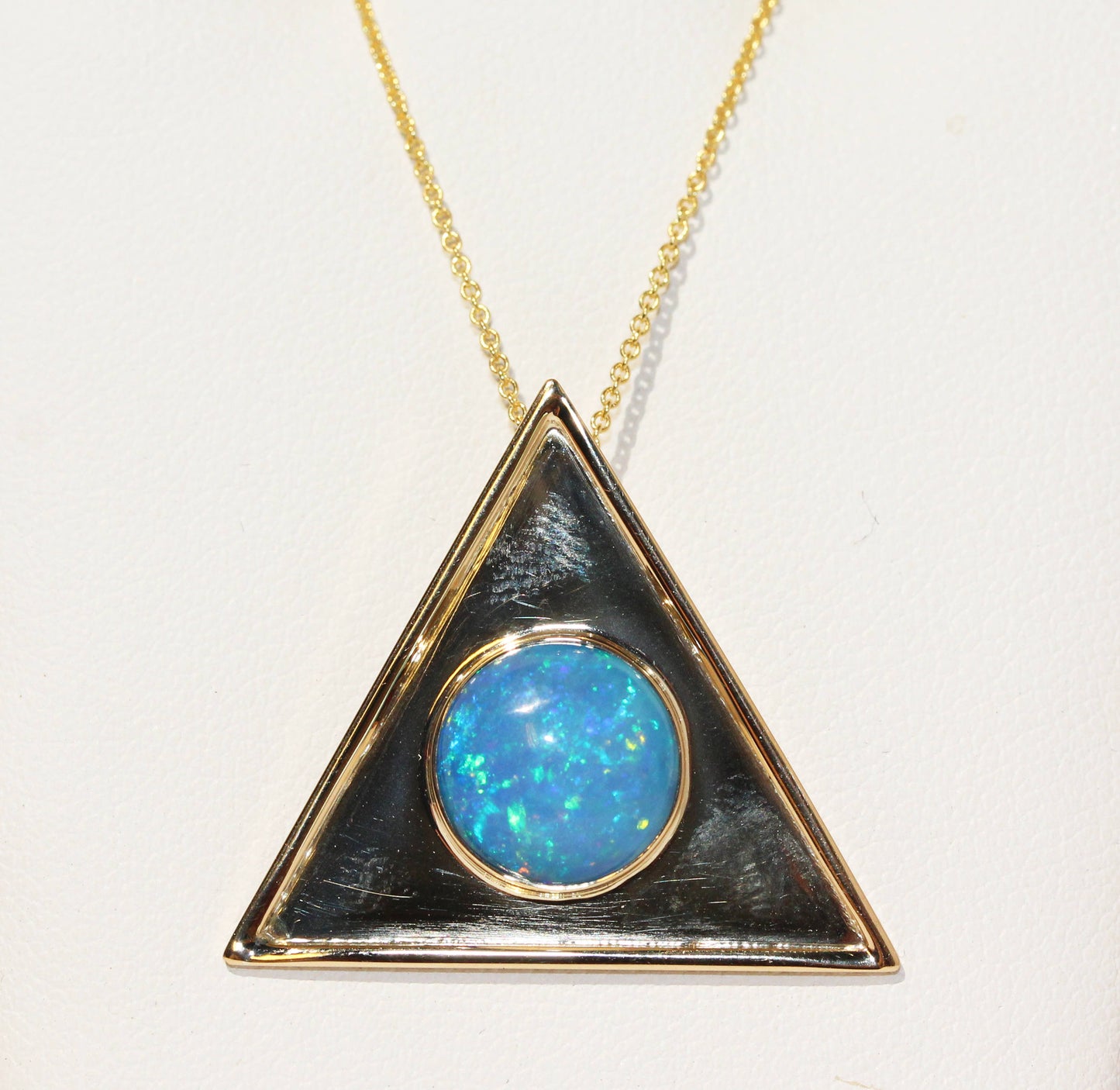Opal  Triangle Pendant - 14k Gold  #1478