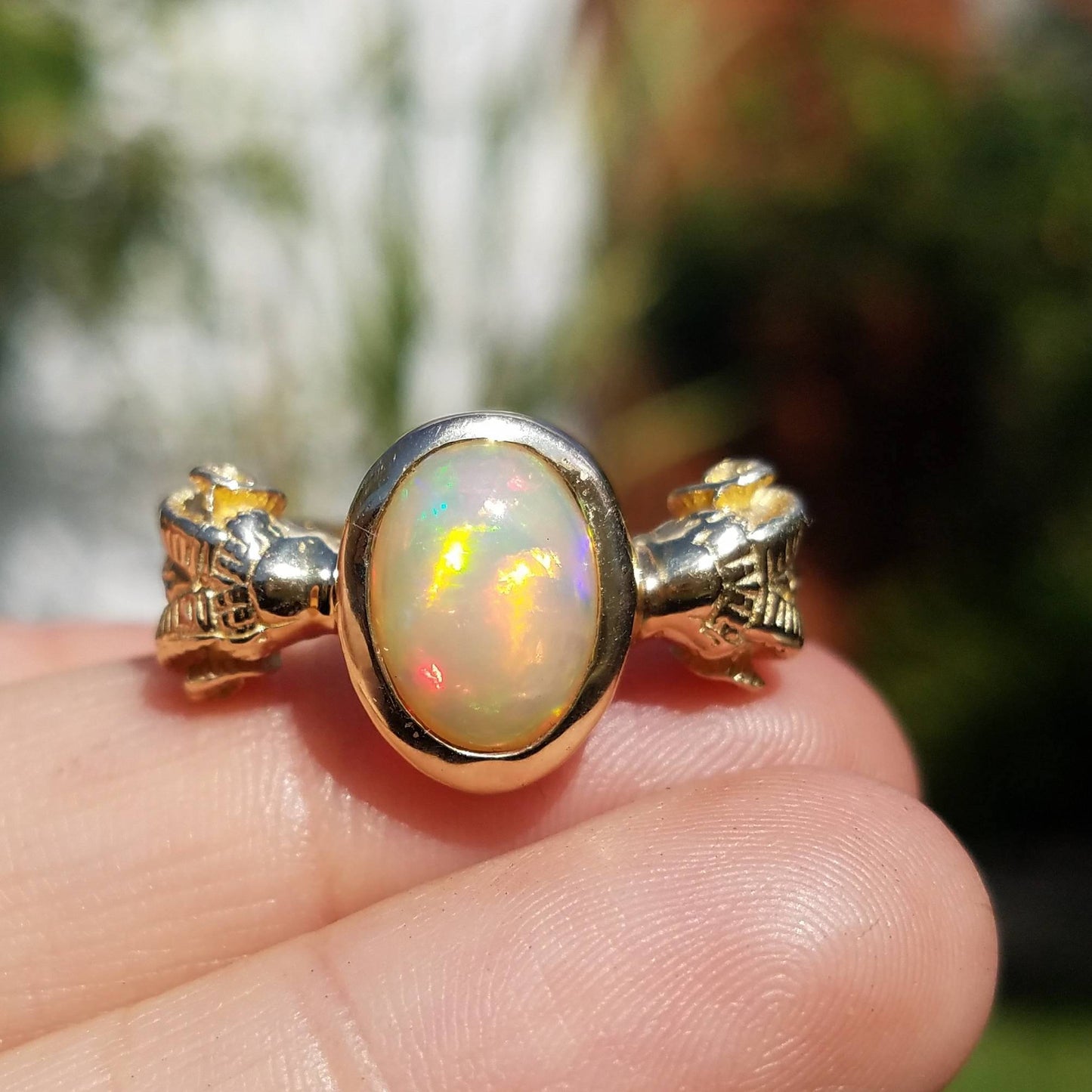 Opal Ram Gold Ring