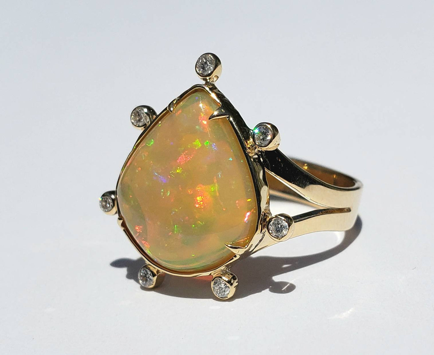 Opal & Diamond Ring 14k Gold #1613