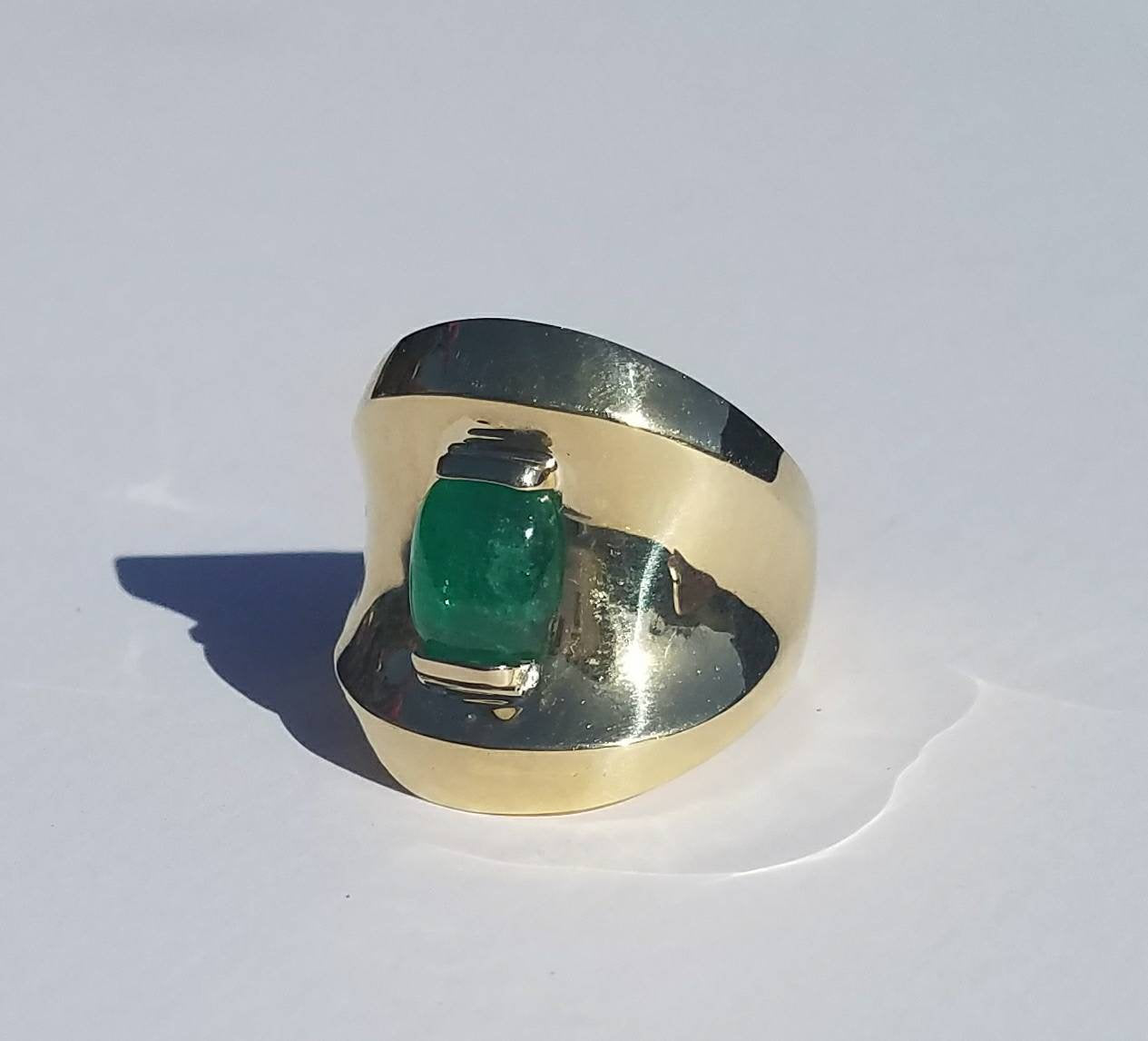 Gold Emerald Ring 14k Gold -  Size 7 - #1514