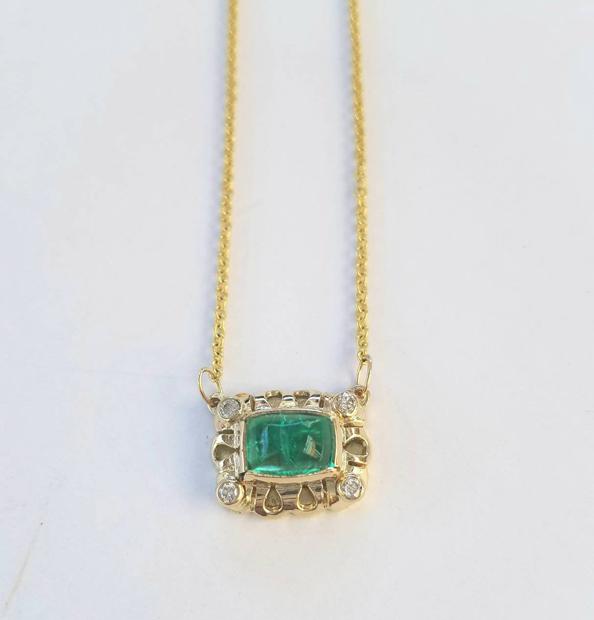 Emerald Gold Pendant Necklace