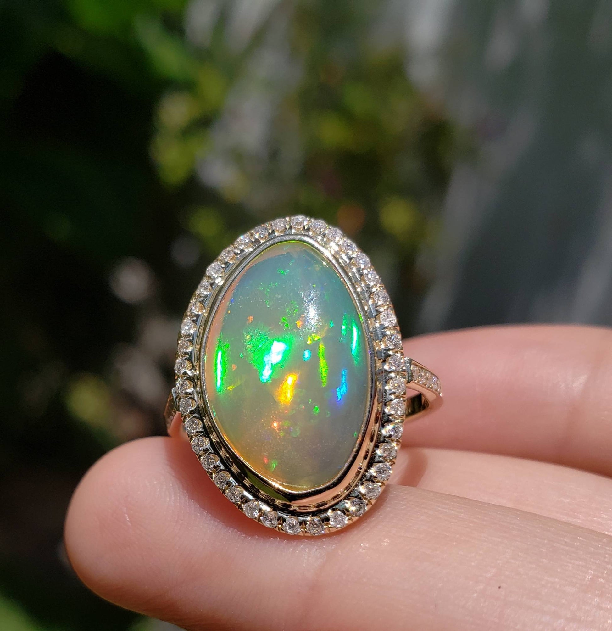 Opal Diamond Gold Ring