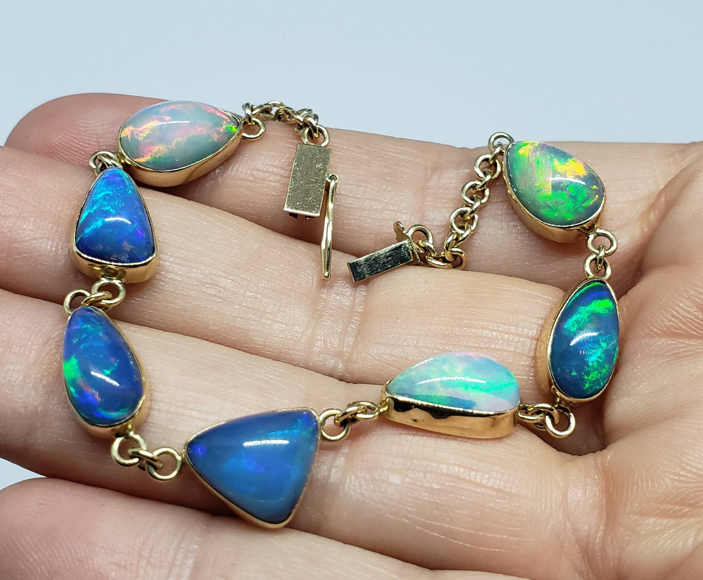 Colorful Opals Bracelet - 14k Gold #1627