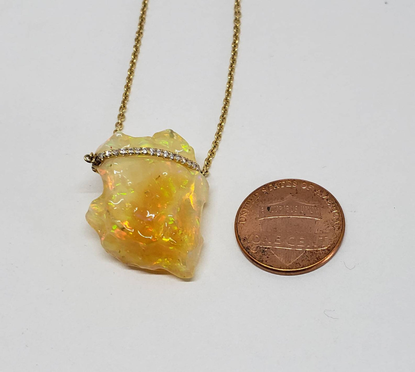 Carved Opal Pendant 14k Gold