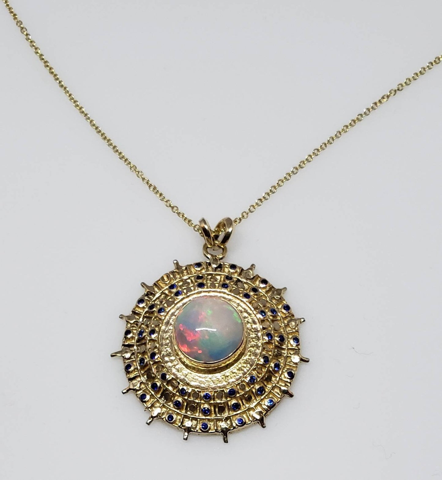 Opal Gold Medallion Pendant Necklace