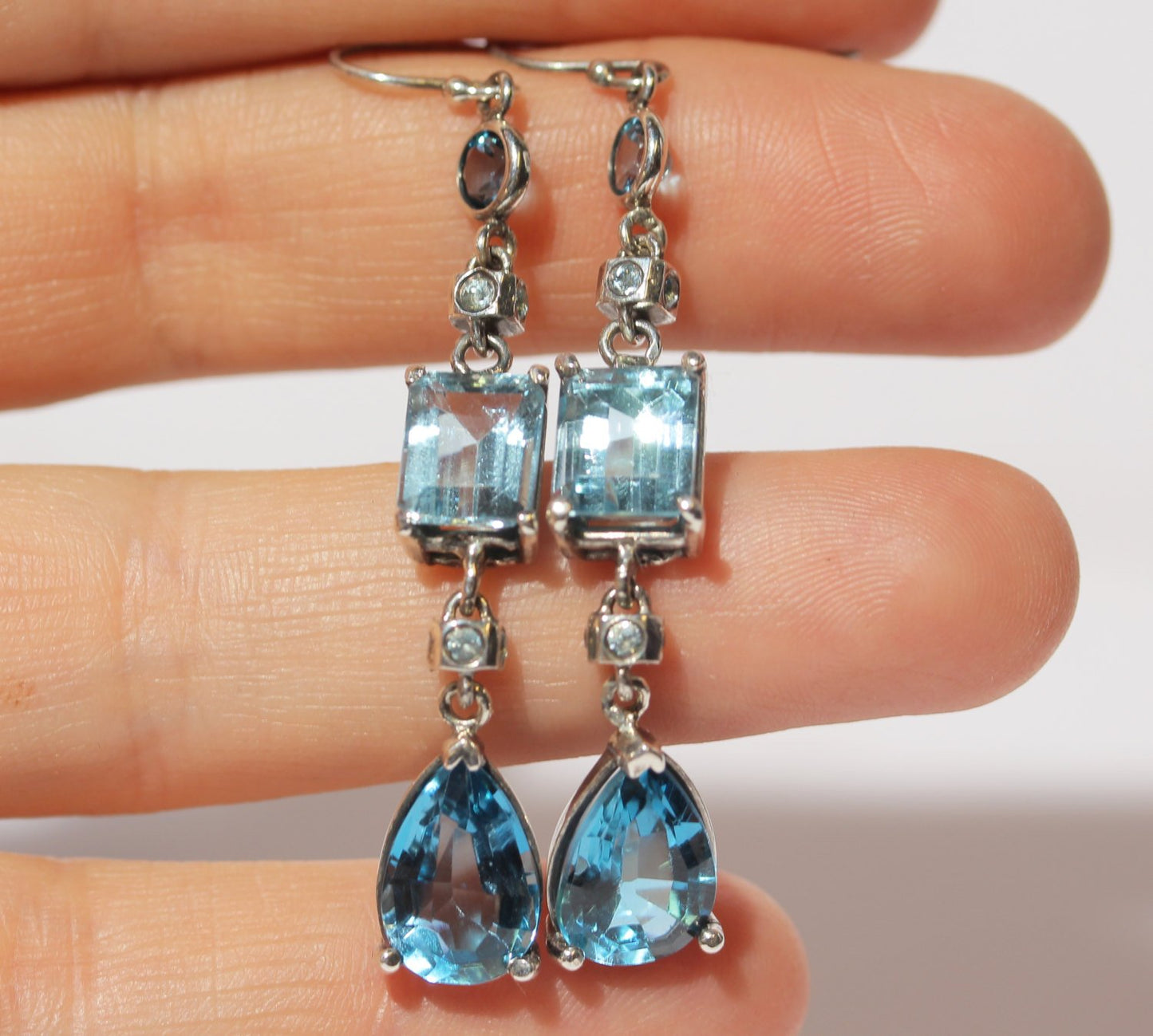 Blue Topaz Earrings - Sterling Silver #1357